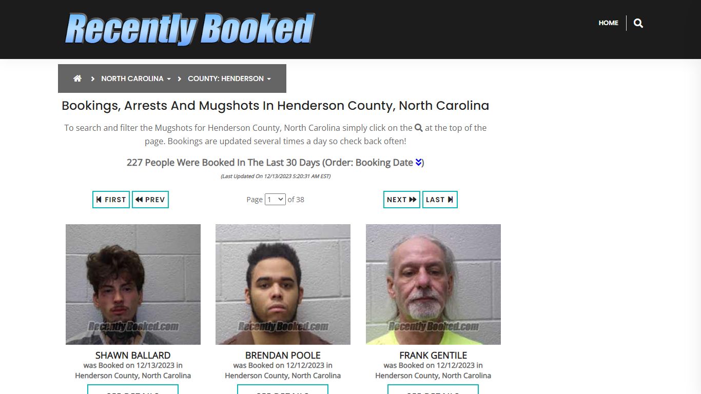 Bookings, Arrests and Mugshots in Henderson County, North Carolina